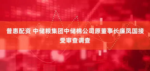 普惠配资 中储粮集团中储棉公司原董事长廉凤国接受审查调查